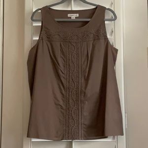 COLDWATER CREEK Sleeveless Top with Embroidery and Beading in Mocha - Size L